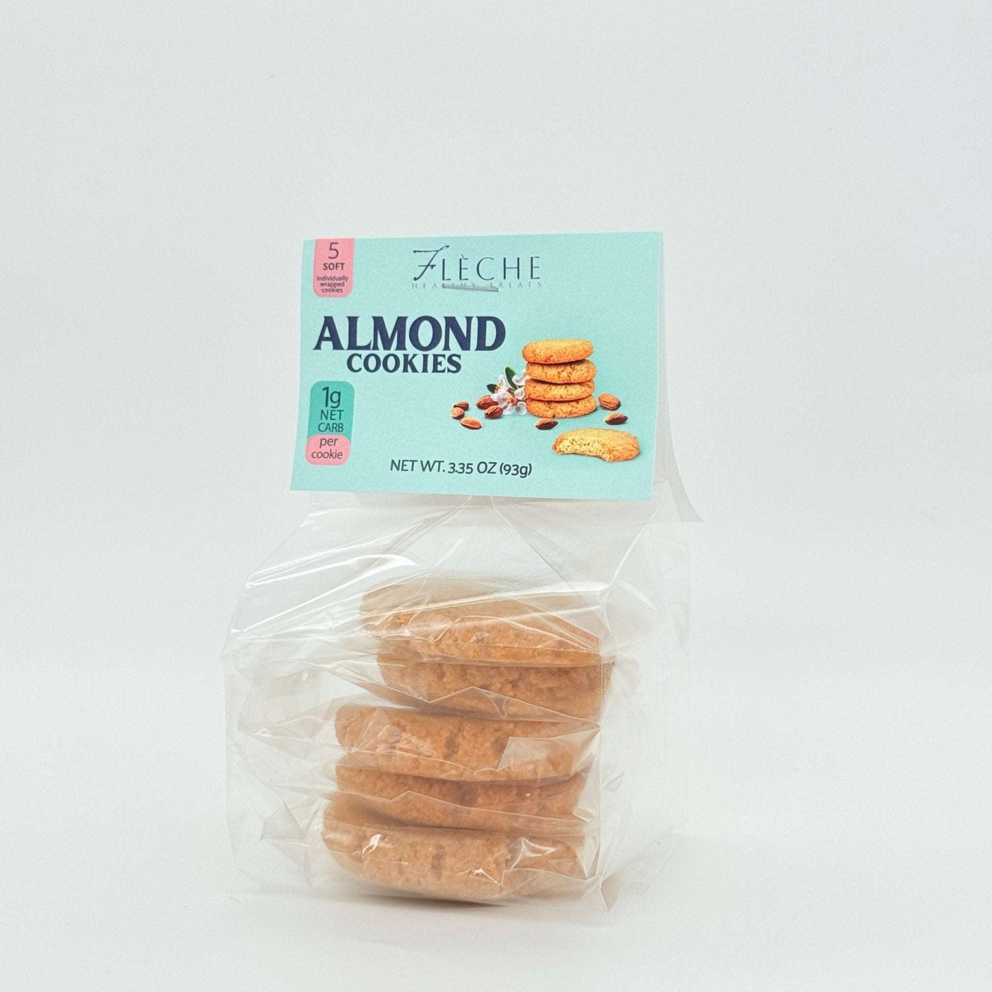 Almond Cookies Sugar Free Gluten Free Dairy Free (Bag of 5 cookies) - Fleche Healthy Treats