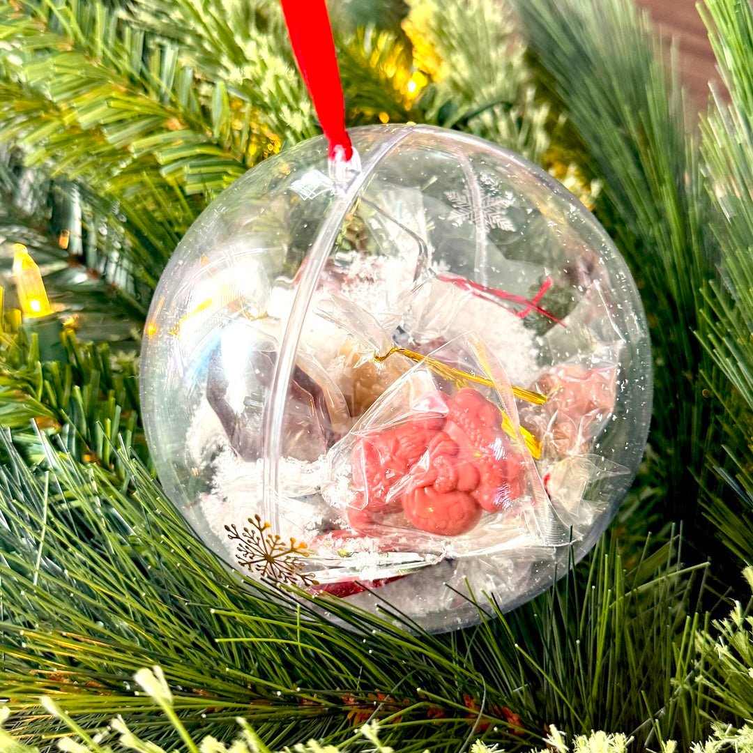Christmas Chocolate - Filled Ornaments | Sugar - Free • Vegan • Gluten - Free - Flèche Healthy Treats