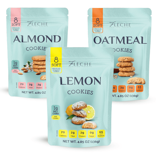 Flèche 3 - Bag Cookie Bundle | Sugar - Free Lemon, Almond & Gluten - Free Oatmeal - Flèche Healthy Treats
