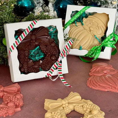 Flèche Christmas Santas & Wreaths – Artisan Vegan Chocolates - Flèche Healthy Treats