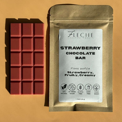 Flèche Strawberry Chocolate Bar – No Sugar Added, All - Natural & Vegan - Flèche Healthy Treats