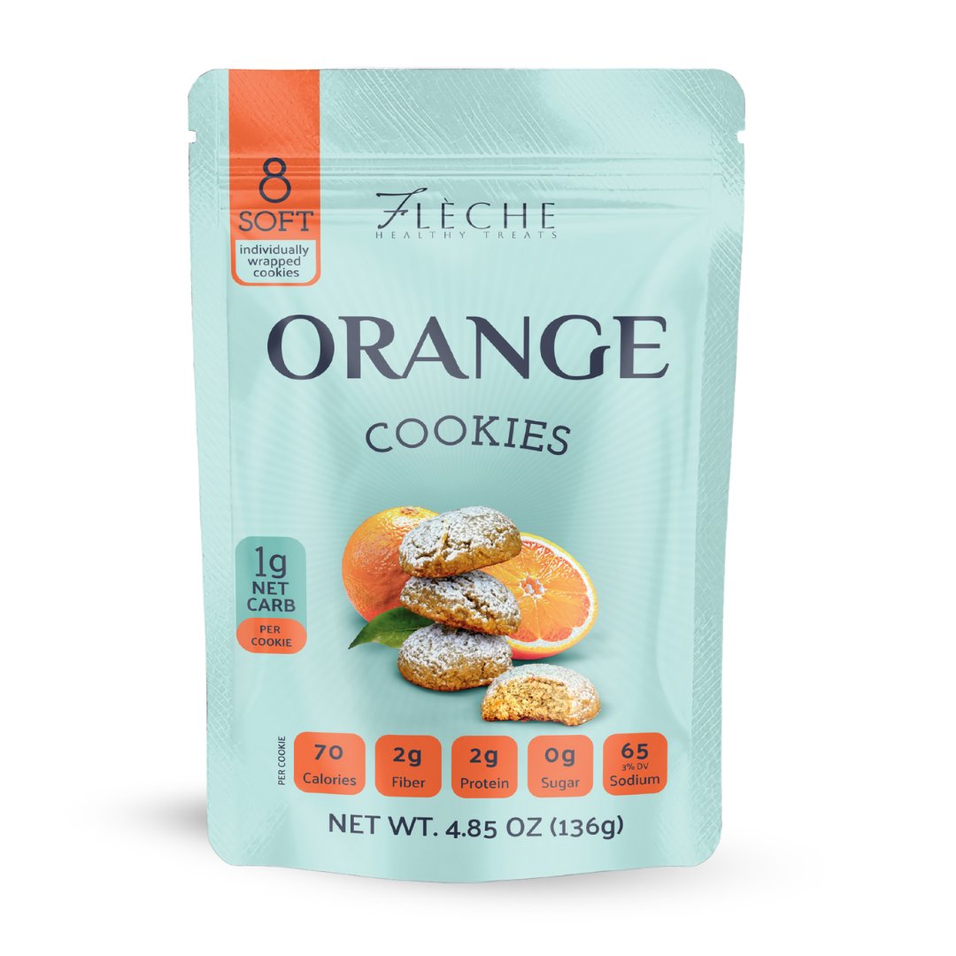 Italian Style Sugar Free Low Calorie Orange Cookies (Bag of 8 cookies) - Fleche Healthy Treats