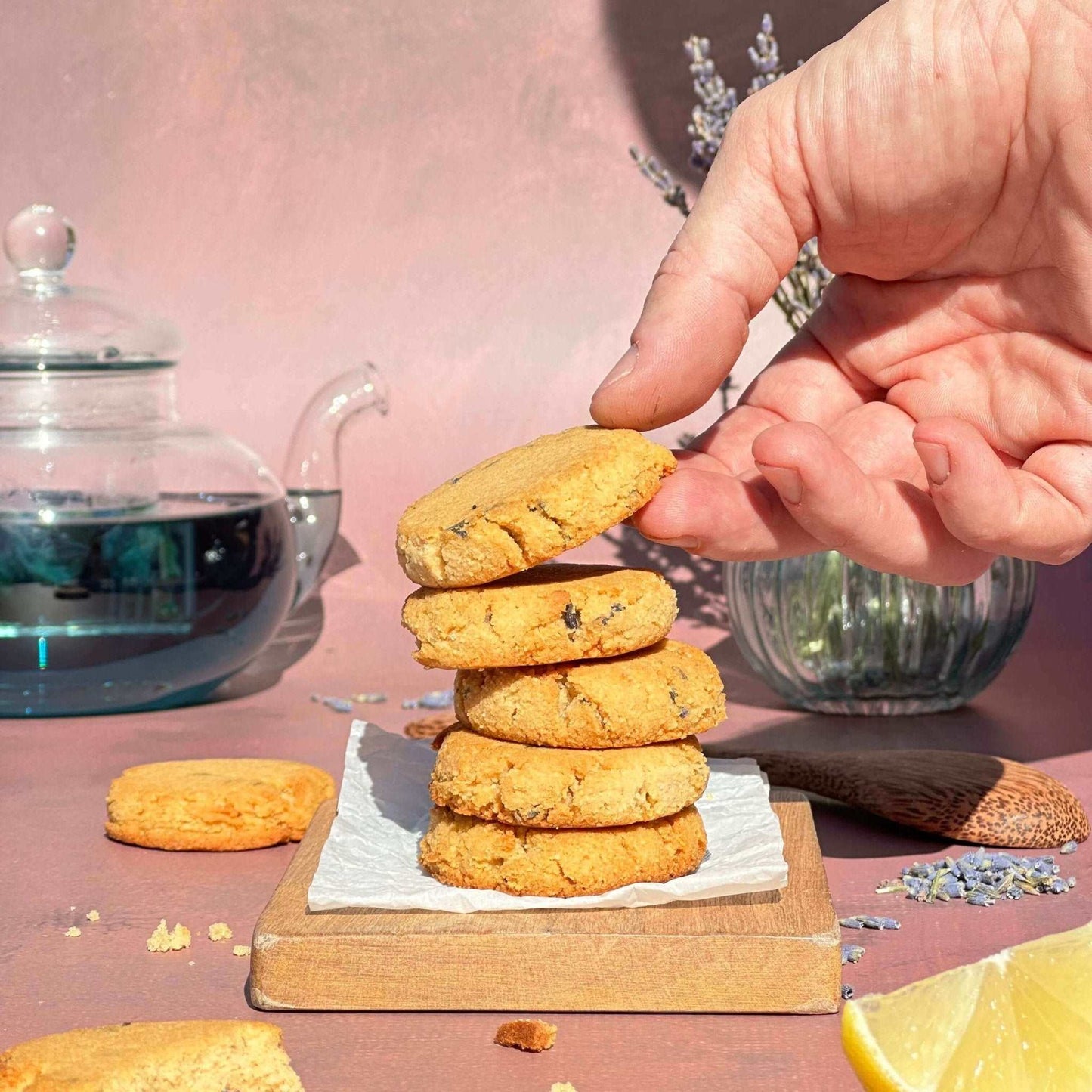 Lemon-Lavender Cookies Sugar Free Vegan Dairy and Gluten Free - Fleche Healthy Treats
