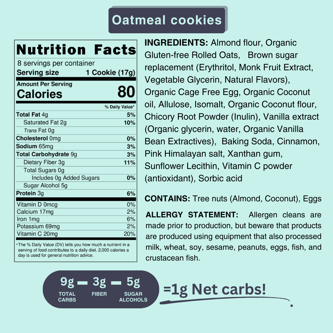 Outrageously Awesome Sugar Free Oatmeal Cookies - Fleche Healthy Treats