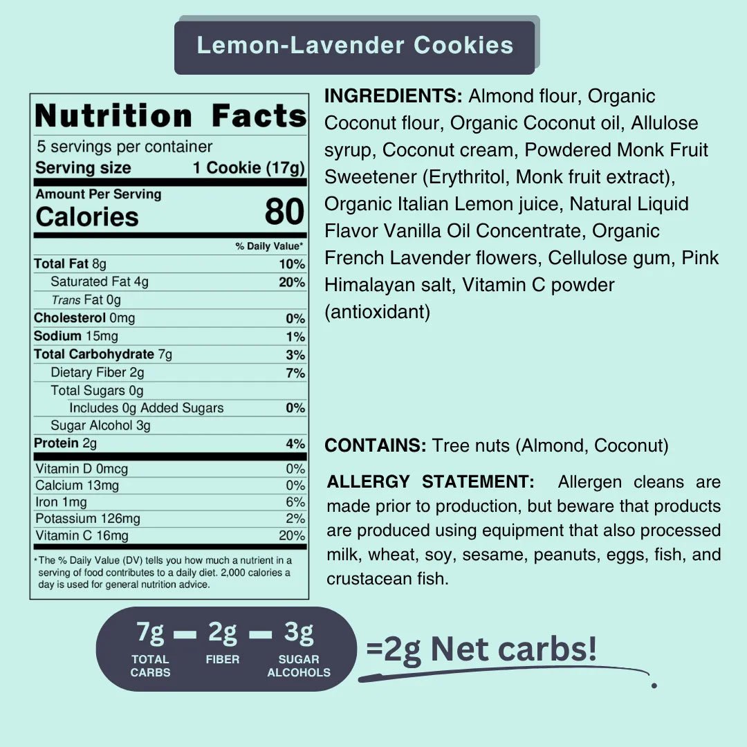 Vegan Lemon Lavender Cookies (Bag of 5 cookies) - Flèche Healthy Treats