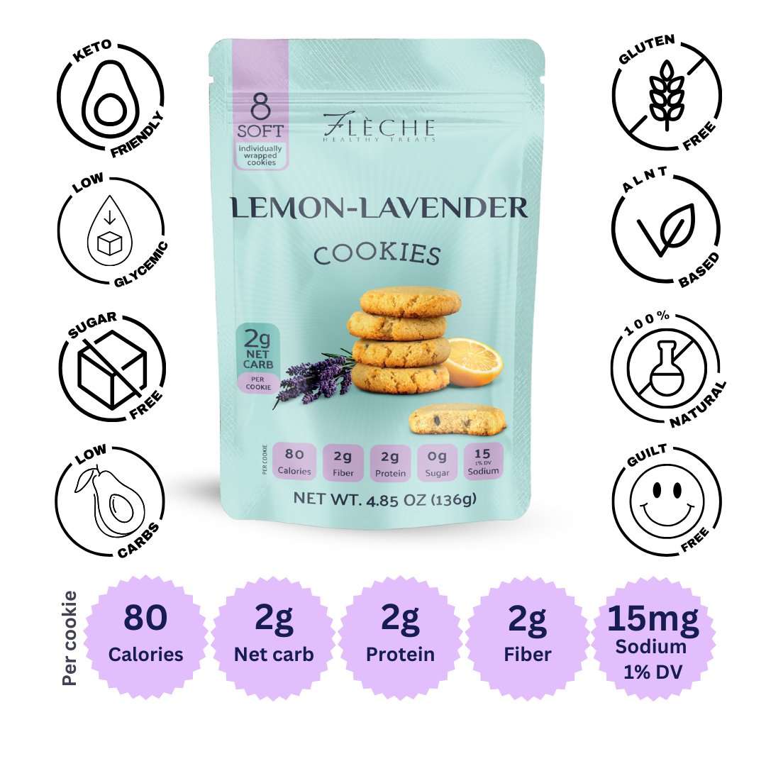 Vegan Lemon Lavender Cookies (Bag of 8 cookies) - Fleche Healthy Treats