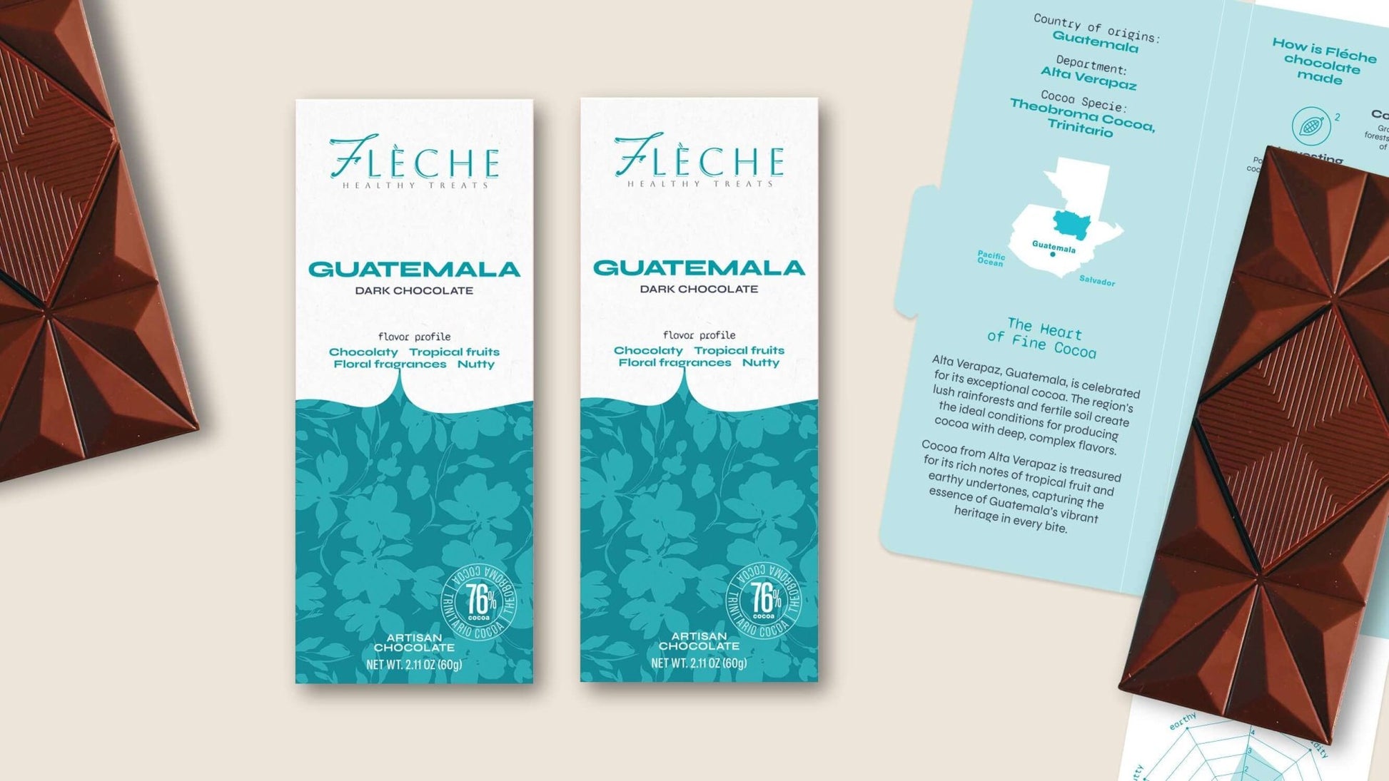 Vegan Sugar Free 76% Dark Chocolate Guatemala | Flèche Healthy Treats - Fleche Healthy Treats