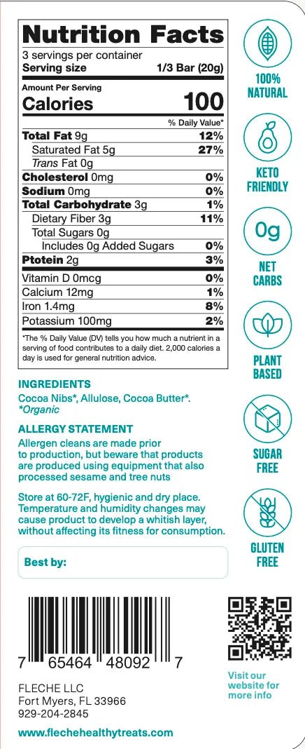 Vegan Sugar Free 76% Dark Chocolate Guatemala | Flèche Healthy Treats - Flèche Healthy Treats