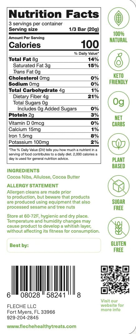 Vegan Sugar - Free 80% Dark Chocolate Ecuador | Flèche Healthy Treats - Flèche Healthy Treats