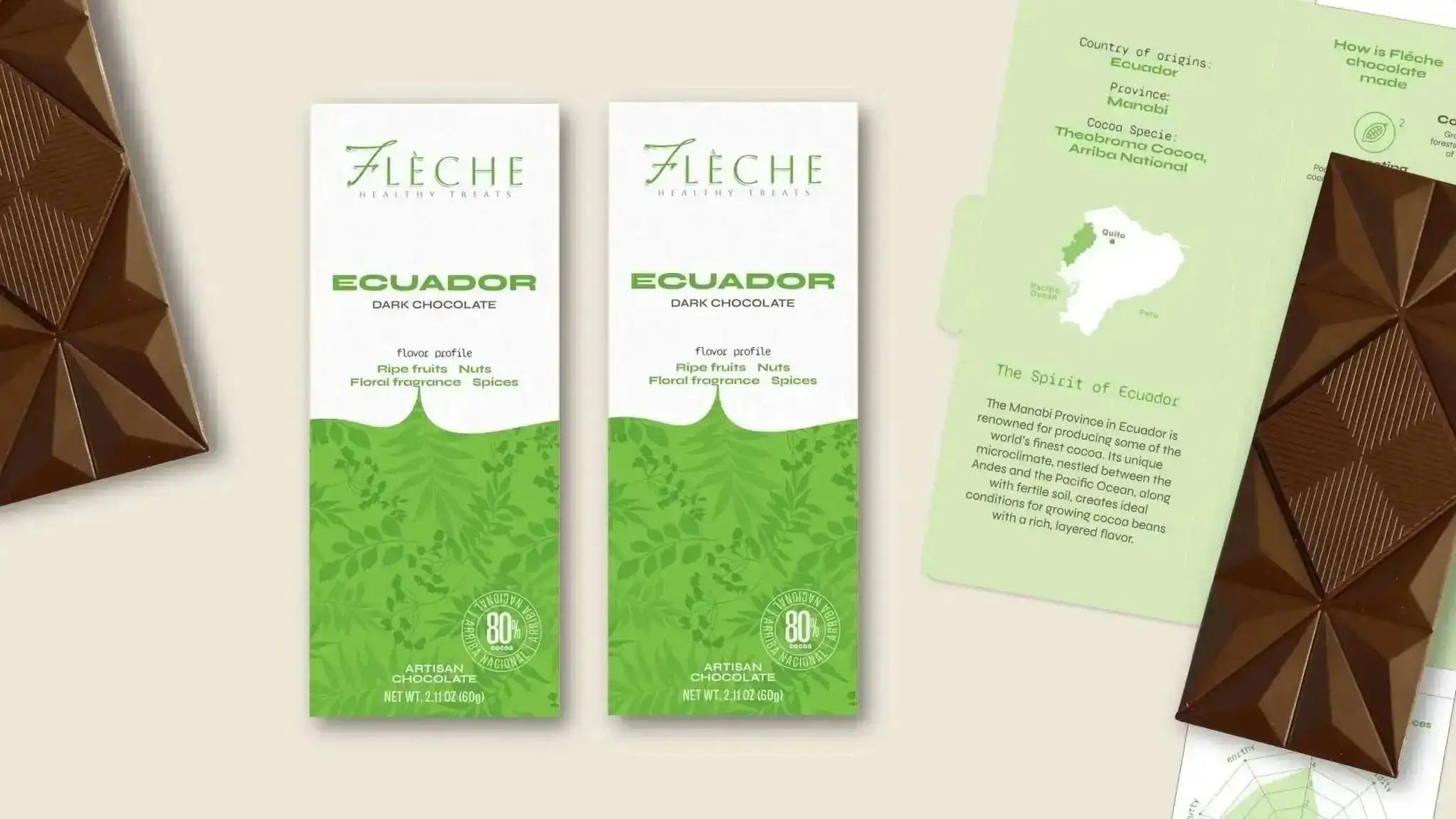 Vegan Sugar - Free 80% Dark Chocolate Ecuador | Flèche Healthy Treats - Flèche Healthy Treats