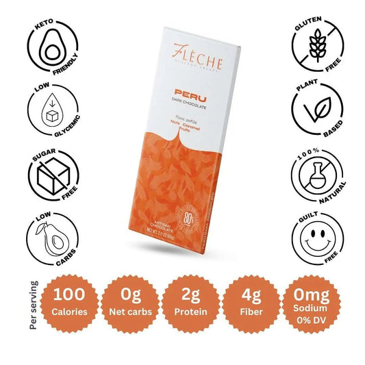 Vegan Sugar Free 80% Dark Chocolate Peru | Flèche Healthy Treats - Flèche Healthy Treats
