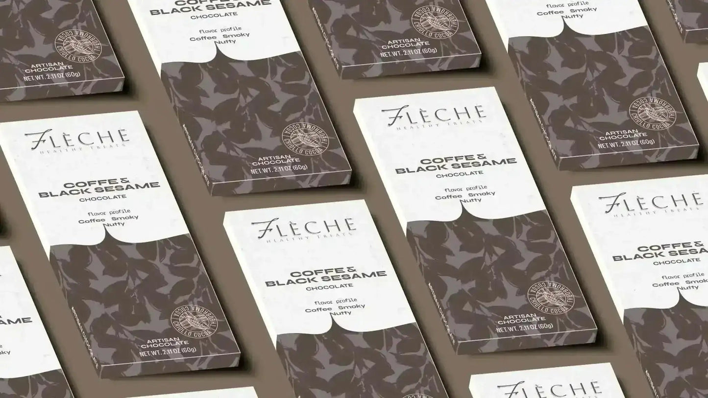 Vegan Sugar Free Coffee & Black Sesame Chocolate Bar | Flèche Healthy Treats - Flèche Healthy Treats