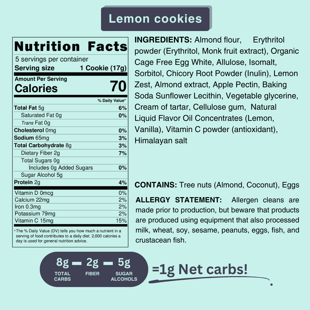 Zesty Italian Lemon Cookies (Bag of 5 cookies) - Fleche Healthy Treats