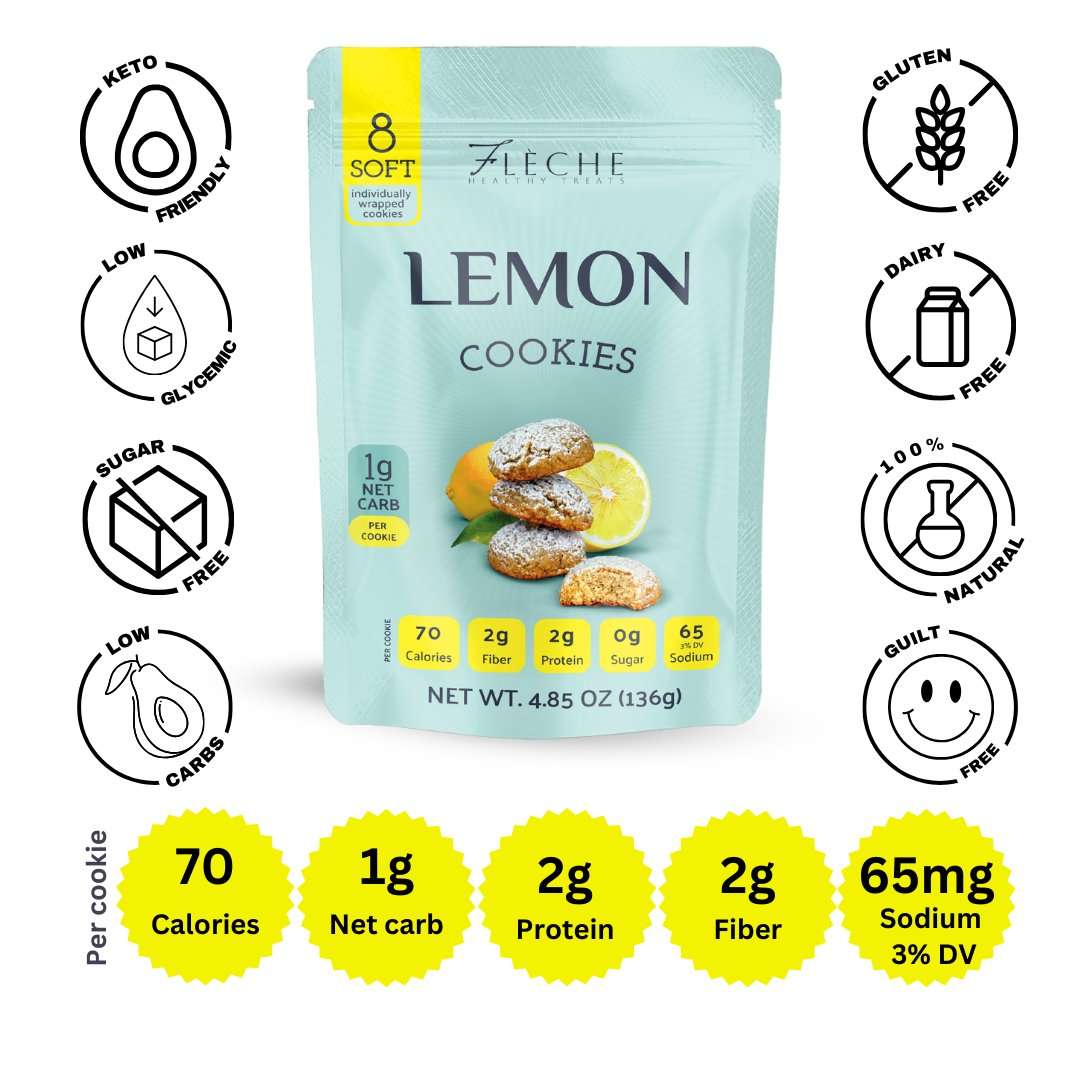 Zesty Italian Lemon Cookies (Bag of 8 cookies) - Fleche Healthy Treats