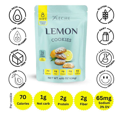 Zesty Italian Lemon Cookies (Bag of 8 cookies) - Fleche Healthy Treats