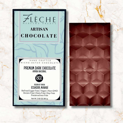 Premium 85% Dark Artisan Chocolate Ecuadorian Arriba Nacional - Fleche Healthy Treats
