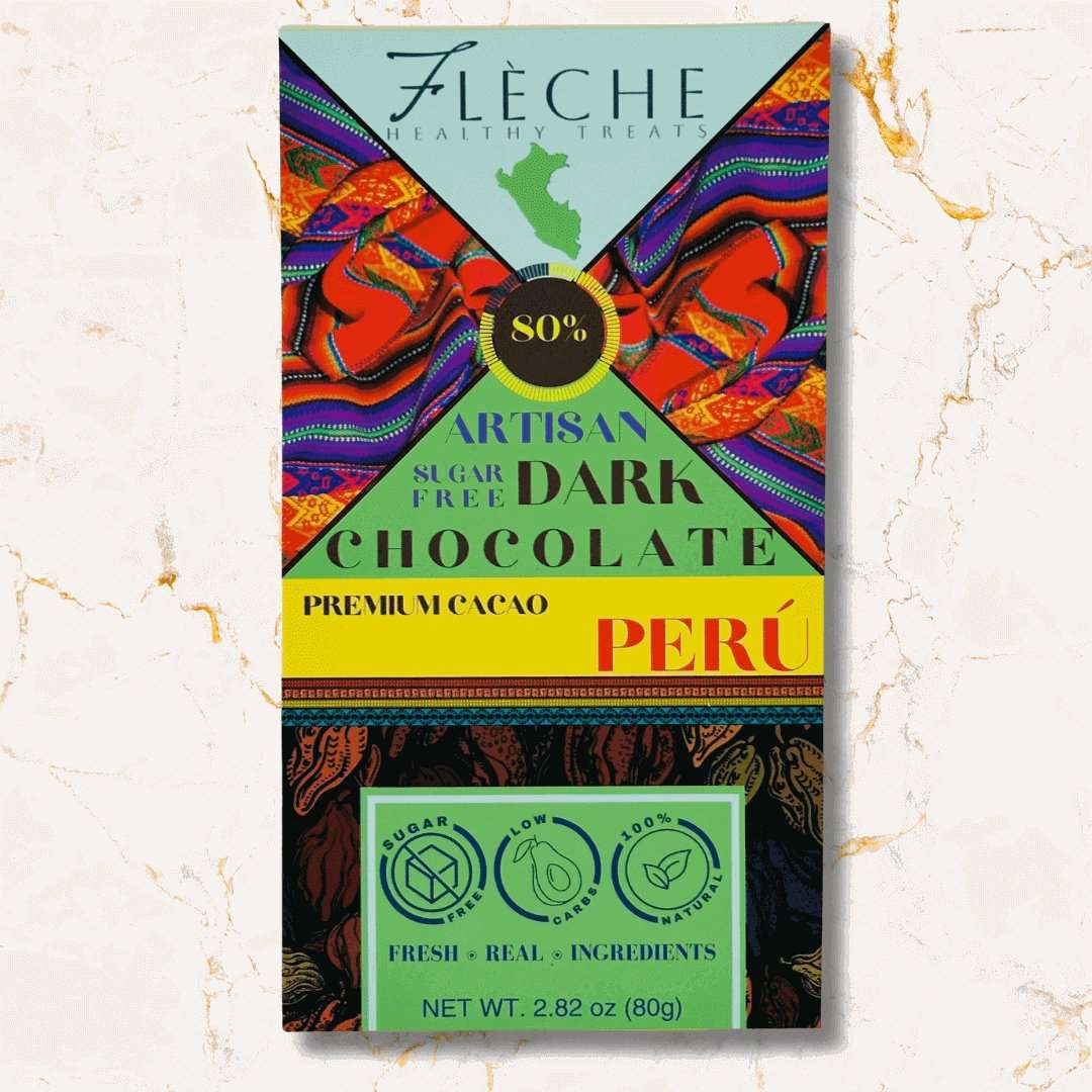Sugar Free Premium 80% Dark Chocolate Peru - Fleche Healthy Treats